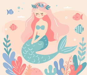 cartoon illustration of mermaid