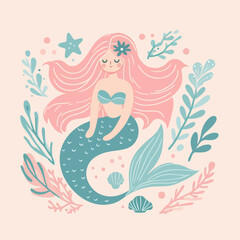 cartoon illustration of mermaid