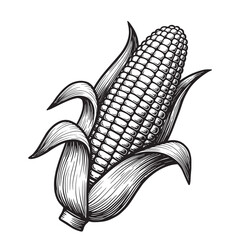 Vintage corn cob illustration maize grain
