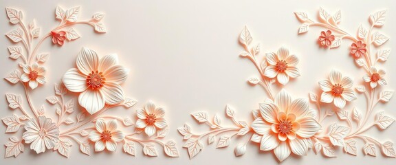 Intricate paper cut floral designs on memorial cards, elegant and somber ,   vector,   illustration