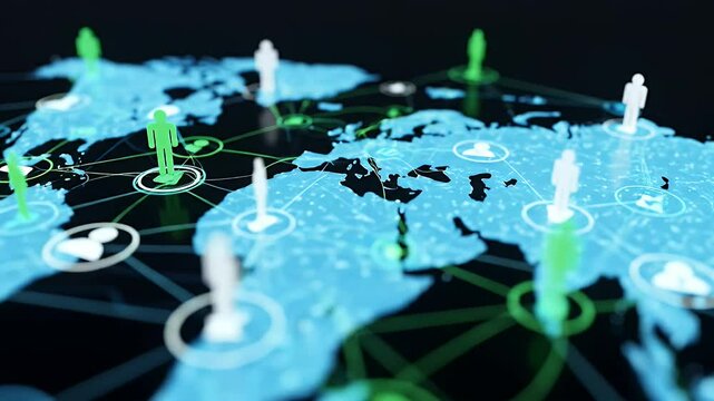 Digital Global Network Connecting Multiple Users with Virtual Icons