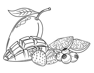 several types of cut fruit