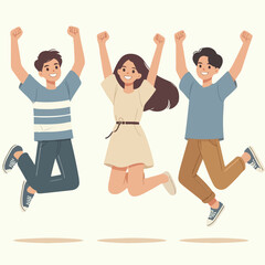 Obraz premium illustration of people jumping happily