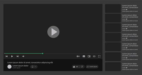 Modern multimedia player window template. Design for web and mobile apps. Vector illustration 