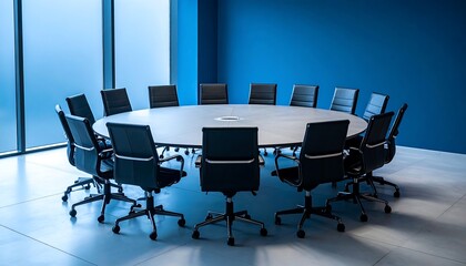 Round conference table in modern office
