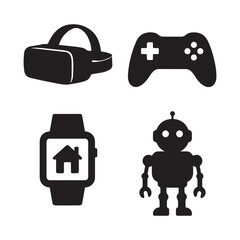 Virtual reality headset game controller smartwatch robot vector