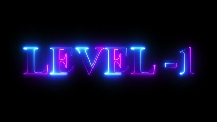 level 1 neon bright text font colorful 4k video animation. Neon level up sign and upper Level . next Level text animation. next level neon title Laser vintage effect Infinite loop able. - Powered by Adobe