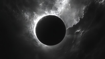 Dramatic celestial event shadowed by cloudy atmosphere