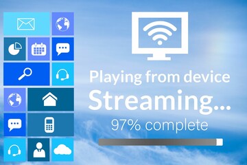 Text with various icons on device screen