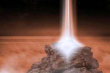 Obraz premium Rocky landscape with light beam