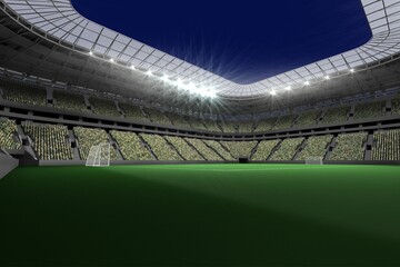 Large football stadium with lights
