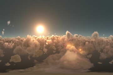 Sun glowing over cloudscape during sunset © vectorfusionart
