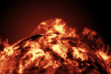 Fototapeta premium Large fire ball of the sun with earth