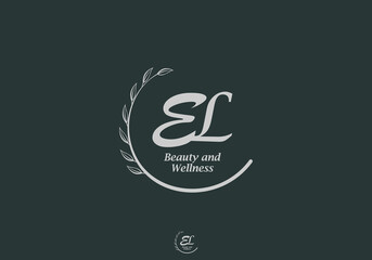 EL Monogram with Leaf Emblem for Beauty and Wellness Brand
