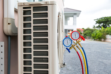 Air conditioning manifold gauge measuring tool for checking refrigerant pump filling home air...