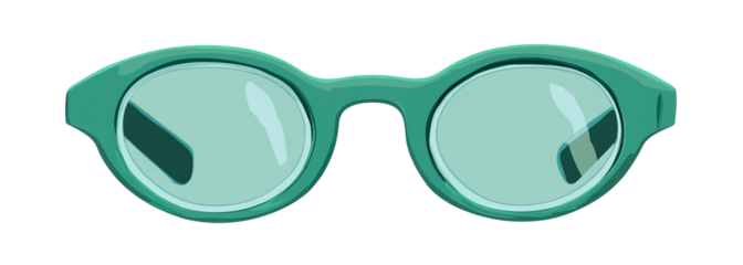 Round teal sunglasses with clear lenses, a fashionable accessory for everyday wear isolated on transparent background