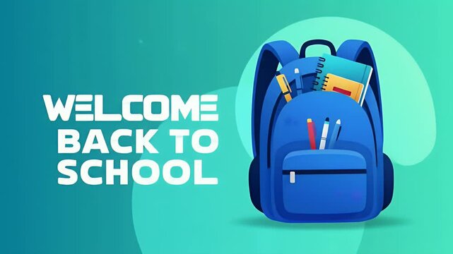 Back to school vector graphic with backpack stuffed full of learning materials