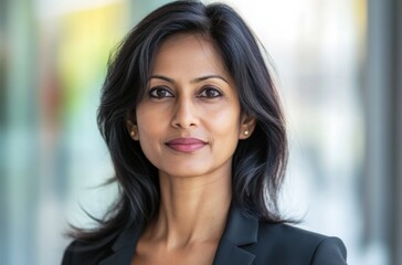 Fototapeta premium Mature and poised Indian woman, expressing trust and leadership