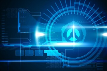 Obraz premium Blue technology interface with dial