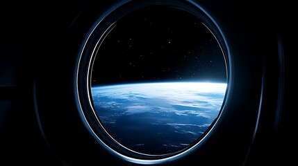 Earth view from space through circular frame