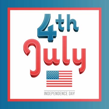 Picture frame with 4th July text and American flag