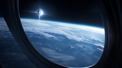 Earths curvature seen through spacecraft window