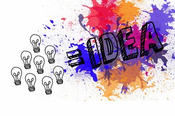 Light bulbs on paint splashes