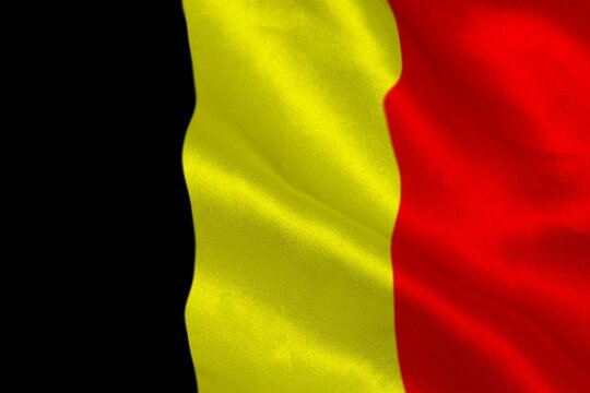 Fototapeta Belgian flag is showing vibrant fabric folds in flat design with transparent background