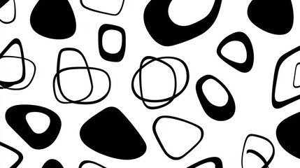 Black white abstract shapes pattern