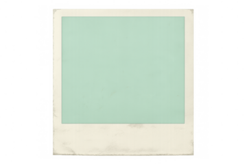 Old, grungy instant photo with green area and transparent background, perfect for adding your content