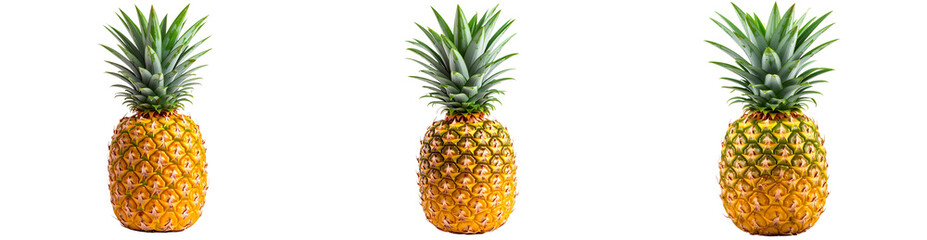 Fototapeta premium Whole Ripe Pineapple with Green Crown, isolated on transparent background PNG