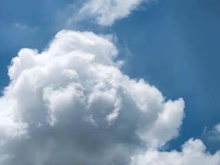 Silhouette of a bird soaring high in the blue sky with dramatic white clouds