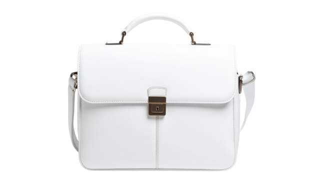 A Beautiful new white business bag isolated on transparent background.