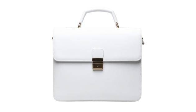 Beautiful new white business bag isolated on transparent background.
