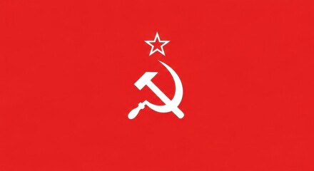 Red flag with hammer sickle and star a symbol of communism and socialism