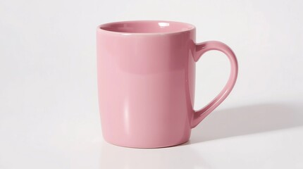 Pink mug on isolated background with clipping path. Ceramic coffee cup for montage or design