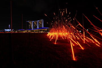 Glowing Lights and Iconic Silhouettes at Marina Bay, Singapore