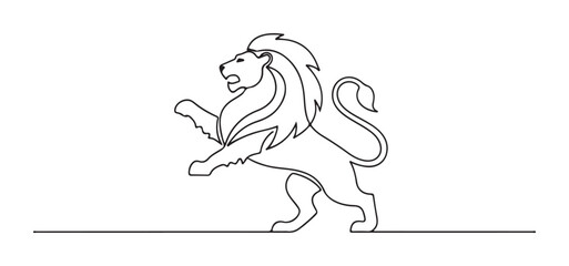 Continuous One Line Drawing of a Heraldic Lion Symbol