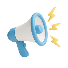 Vibrant 3D Megaphone Icon for Marketing and Announcement
