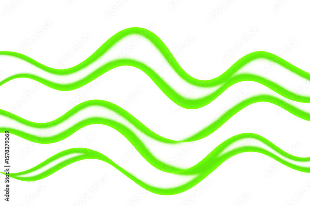 Poster smooth green waves creating a dynamic and vibrant design on a transparent background, ideal for mode
