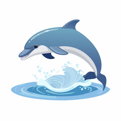 Playful Dolphin Leaping Out of Water with Joyful Expression
