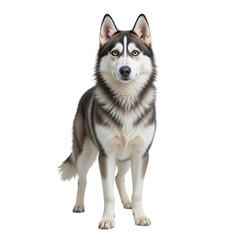 Obraz premium Majestic Siberian Husky Dog Breed Striking Pose Studio Shot Blue Eyes Canine Portrait