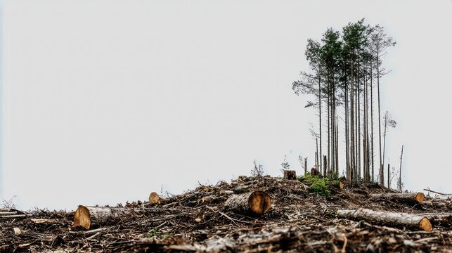 hazardous deforested area  isolated on white