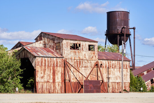 old barn with silo