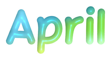 3D April Text in Cute and Playful Style – Transparent PNG
