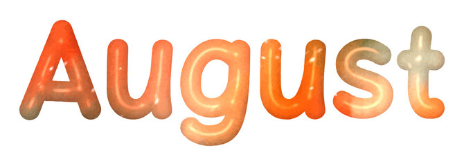 3D August Text in Cute and Playful Style – Transparent PNG