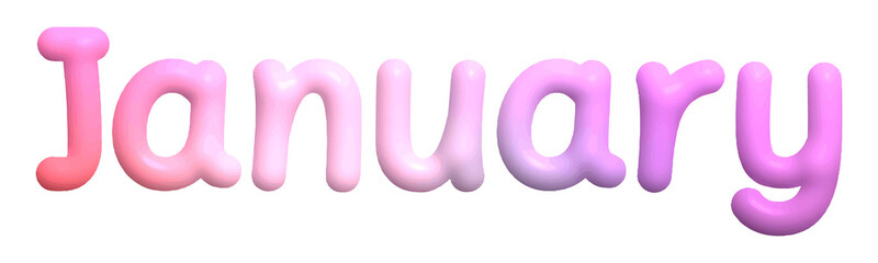 3D January Text in Cute and Playful Style – Transparent PNG

