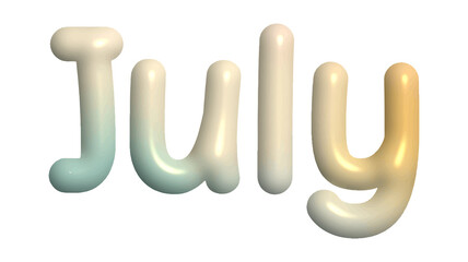 3D July Text in Fun and Playful Style – Transparent PNG

