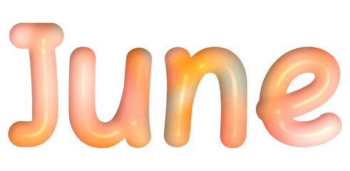 3D June Text in Cute and Playful Style – Transparent PNG

