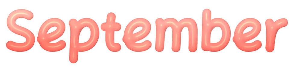 3D September Text in Fun and Playful Style – Transparent PNG

